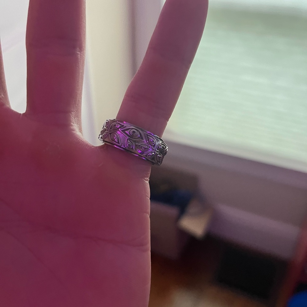 Silver Engraved Spinning Ring